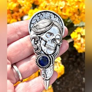 Skull Skeleton Tanzanite Crystal 925 Silver 3” Necklace Pendant